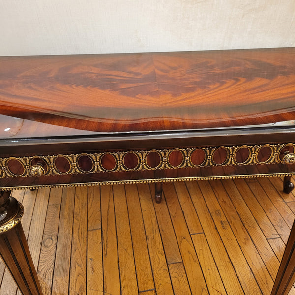 Louis XVI Console - Mahogany Flame Wood with Bronze Ormolu