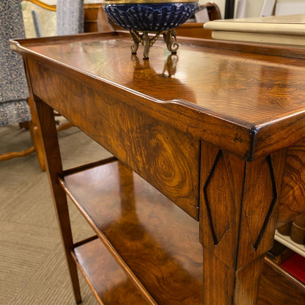 Solid Ash Console with Tiger Burl - Half Size