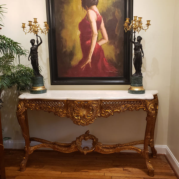 Deep Carved Solid Mahogany Wall Console