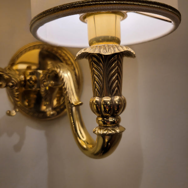 Two Light Solid Brass Sconce with Shade