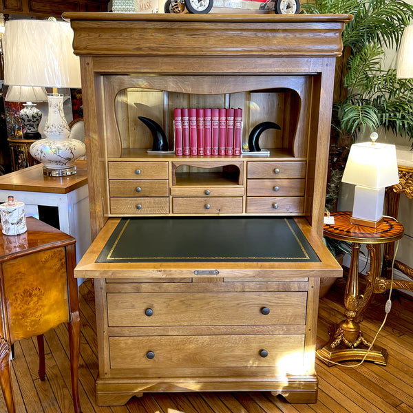 Louis Phillipe Solid Oak Secretary Desk