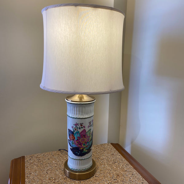 Tobacco Round & Brass Table Lamp