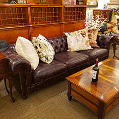 Antiqued Sofa - Burgundy