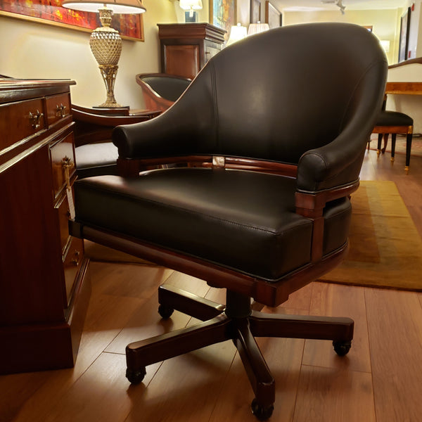 Swivel Office Chair - Solid Mahogany