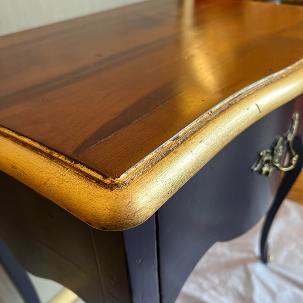 Louis XV Side Table - Midnight Bleu and 24kt gold leaf Accents