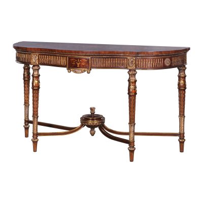 Louis XVI Demi-Lune Console with Inlay and Gold accents