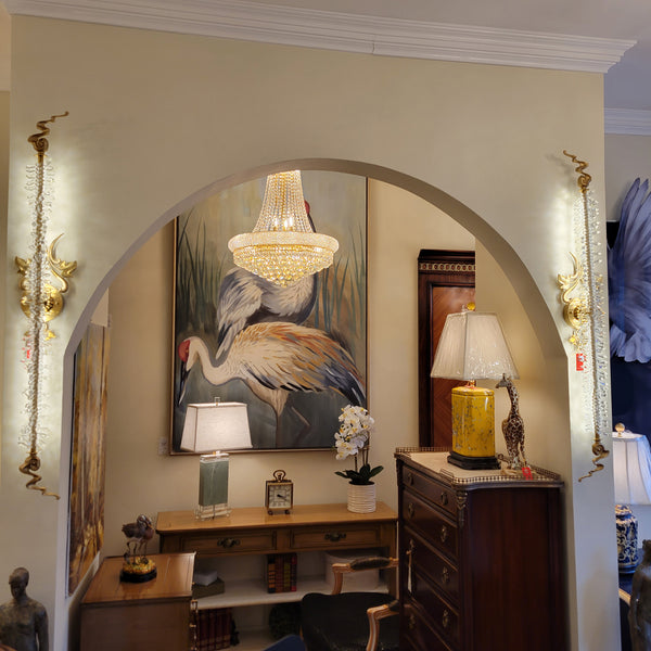 Vertical LED Sconce with Lead Crystal