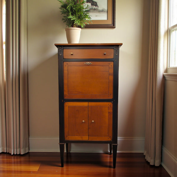 Petite Secretary Desk - Solid Cherry Wood w/Black Accent