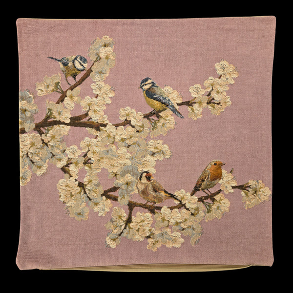 French Pillow - Purple Cherry Bloom with Bird