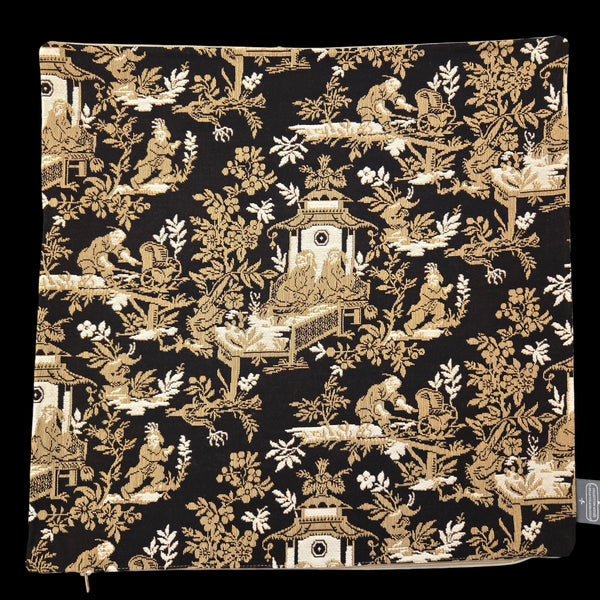 French Pillow Black and Gold Chinese Kiosk