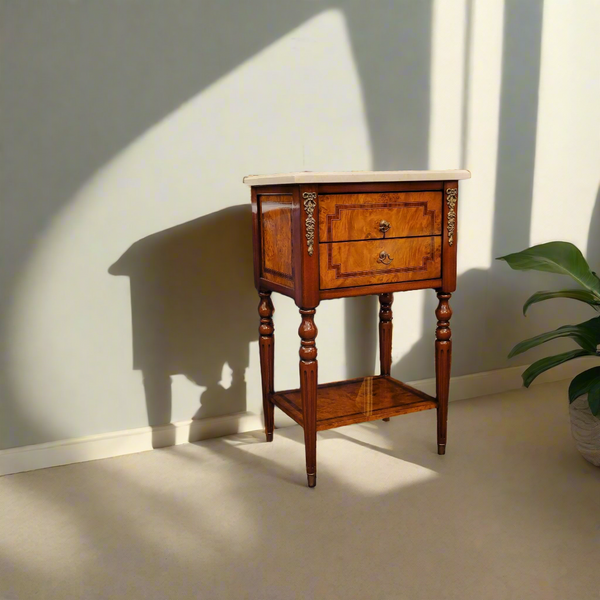 Louis XVI Two Drawer Mahogany Side Table