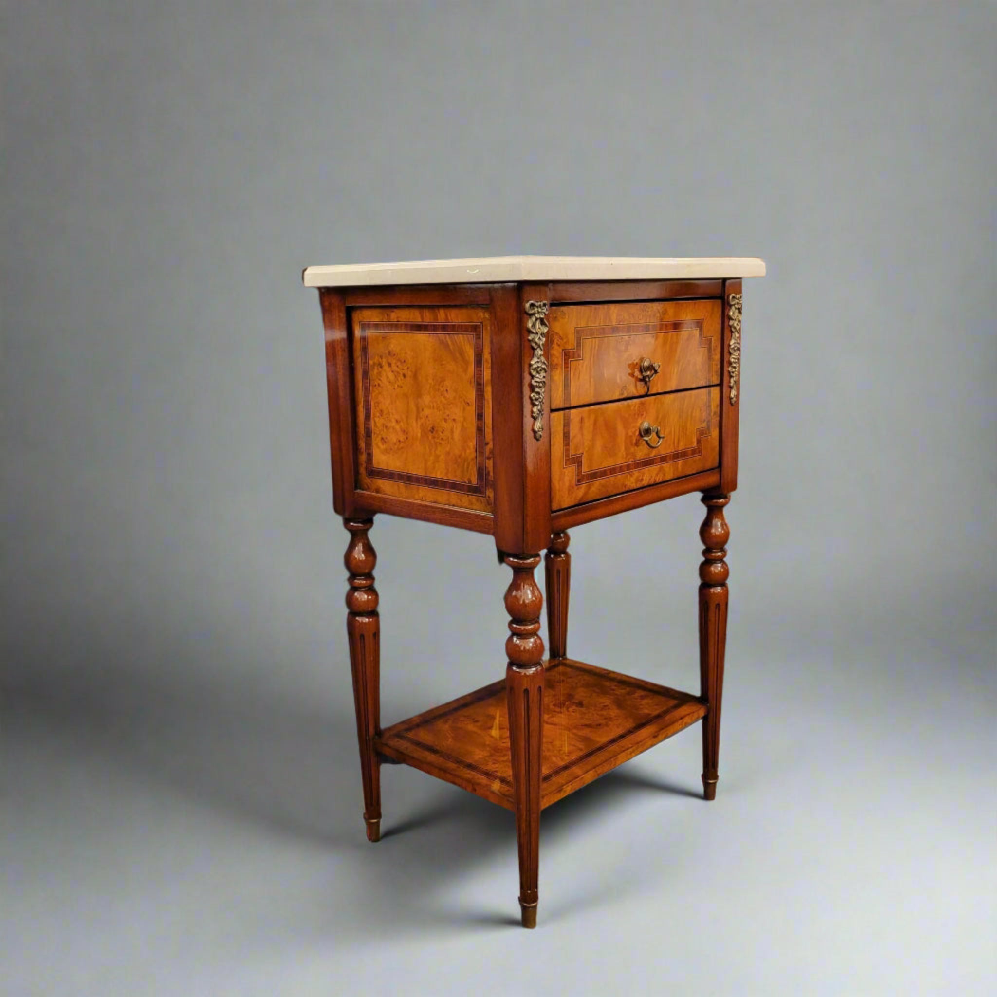 Louis XVI Two Drawer Mahogany Side Table