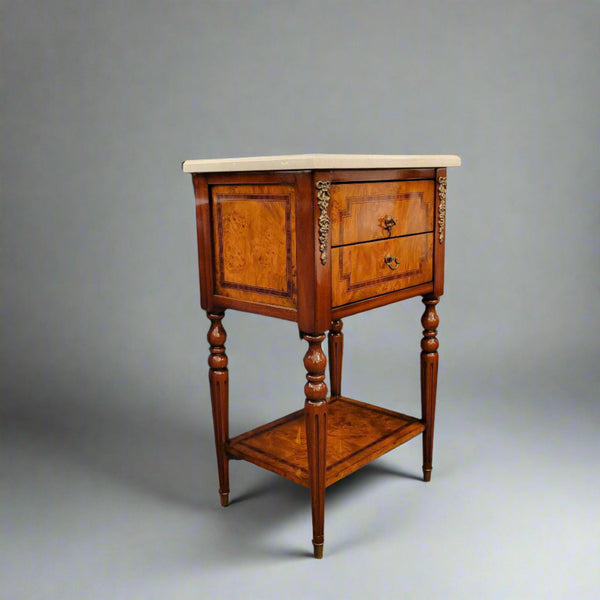 Louis XVI Two Drawer Mahogany Side Table