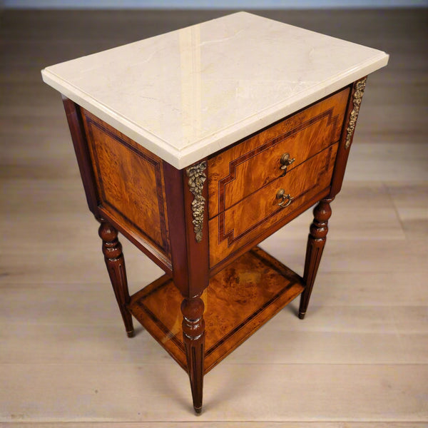Louis XVI Two Drawer Mahogany Side Table