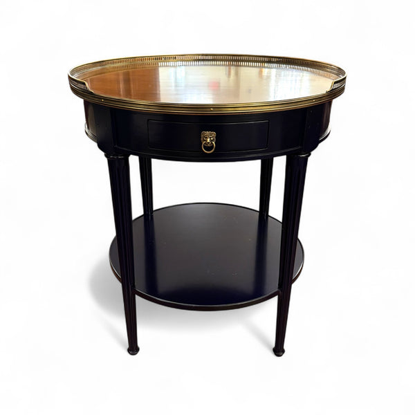 Louis XVI Bouillotte Table - One Drawer, One Shelf - Cherry and Blue