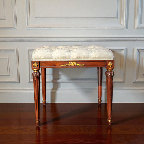 Louis XVI Mahogany Bench with Gold Leaf