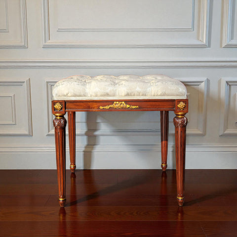 Louis XVI Mahogany Bench with Gold Leaf