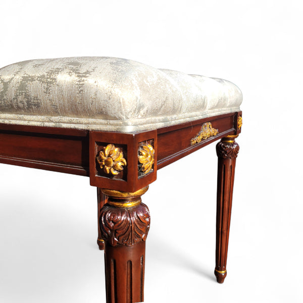 Louis XVI Mahogany Bench with Gold Leaf