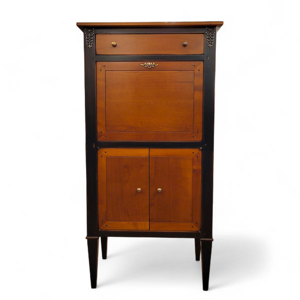 Petite Secretary Desk - Solid Cherry Wood w/Black Accent