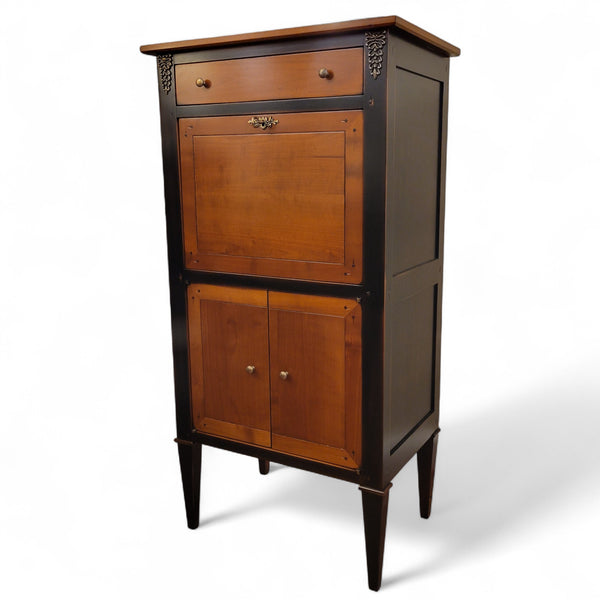 Petite Secretary Desk - Solid Cherry Wood w/Black Accent