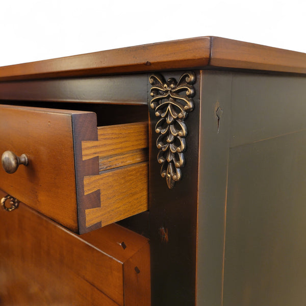 Petite Secretary Desk - Solid Cherry Wood w/Black Accent