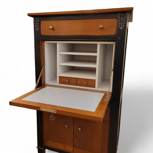 Petite Secretary Desk - Solid Cherry Wood w/Black Accent
