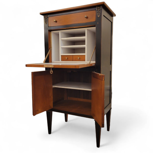 Petite Secretary Desk - Solid Cherry Wood w/Black Accent