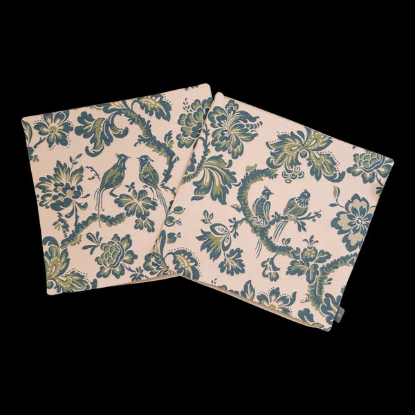 French Pillow Love Birds in Green I