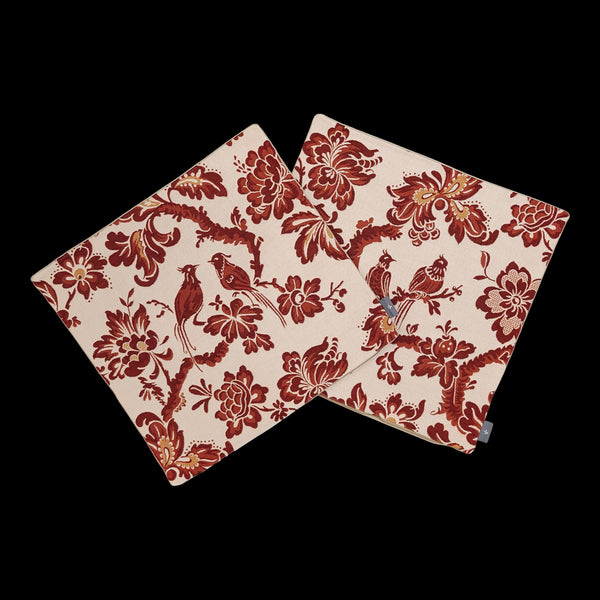 French Pillow Love Birds in Red I