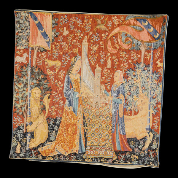 French Pillow -Lady and the Unicorn, Hearing