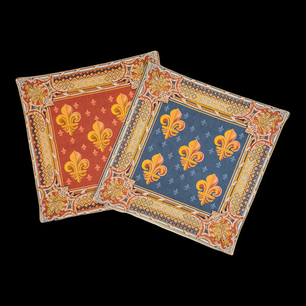 French Pillow -Fleur De Lys, Blue