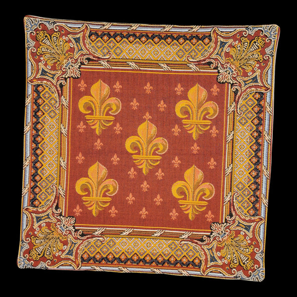 French Pillow -Fleur De Lys, Red