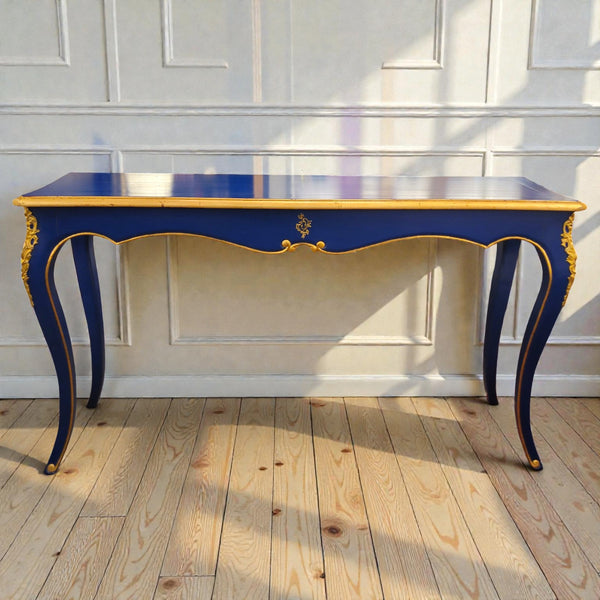 Louis XV Royal Blue Console - Solid Cherry and Ormolu Bronze