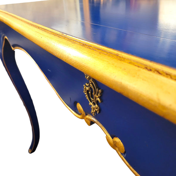 Louis XV Royal Blue Console - Solid Cherry and Ormolu Bronze