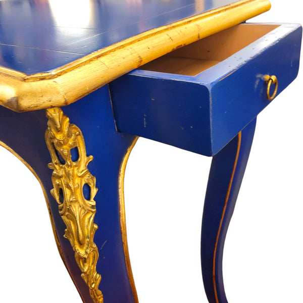Louis XV Royal Blue Console - Solid Cherry and Ormolu Bronze