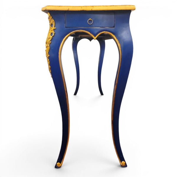 Louis XV Royal Blue Console - Solid Cherry and Ormolu Bronze