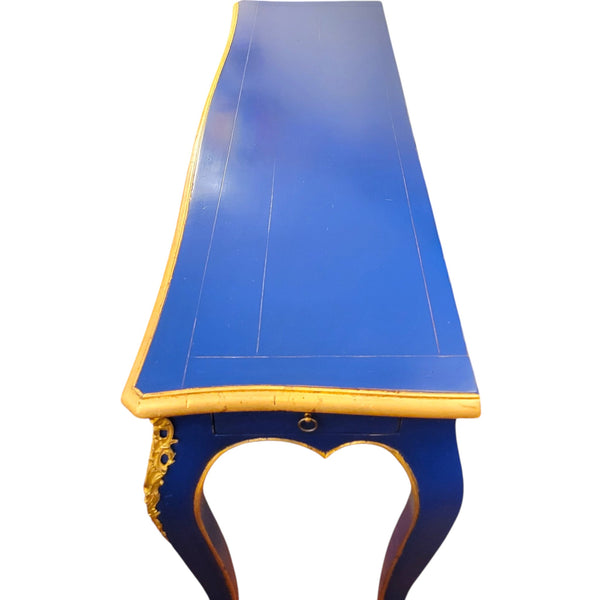 Louis XV Royal Blue Console - Solid Cherry and Ormolu Bronze