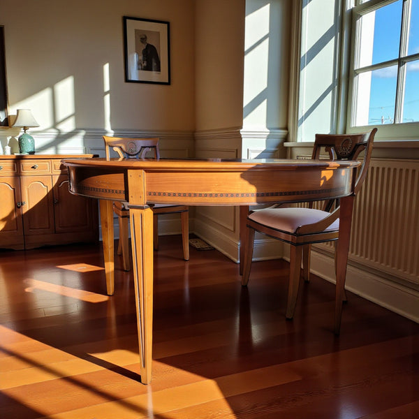 Directoire Four Leg Round Dining Table - Cherry Deco