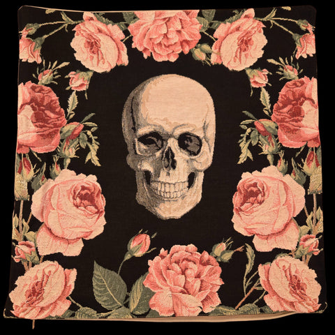 French Pillow Skull with Roses