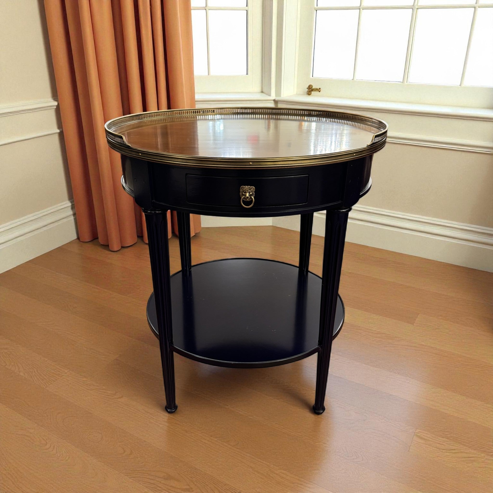 Louis XVI Bouillotte Table - One Drawer, One Shelf - Cherry and Blue