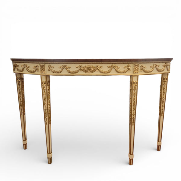 Directoire Demi-Lune Console Annabelle In White Lacquer