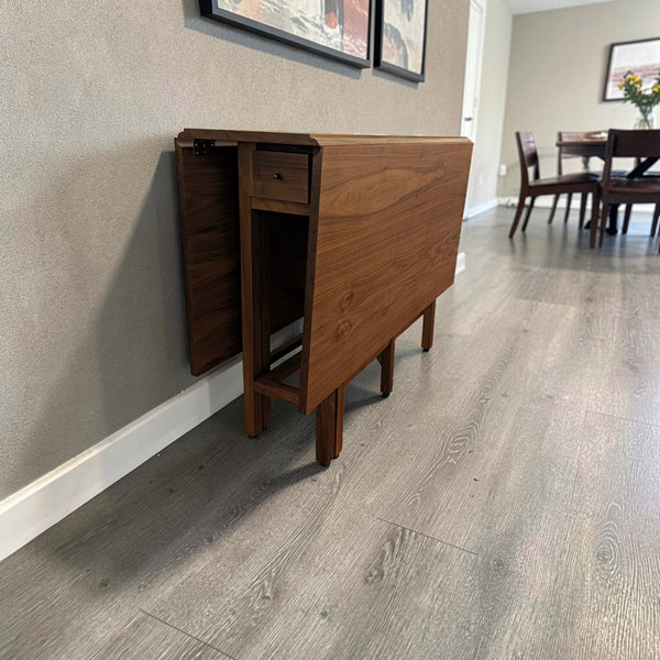 Walnut Drop Leaf Console Dining Table