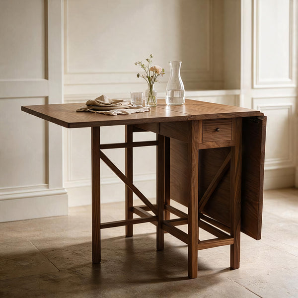 Walnut Drop Leaf Console Dining Table