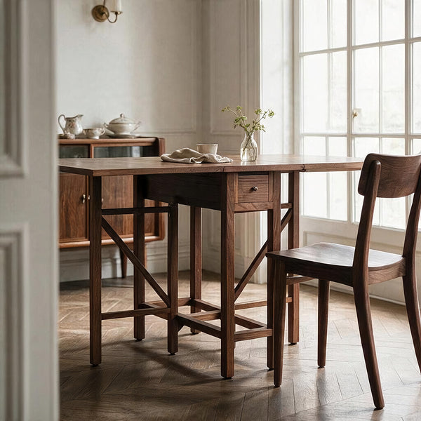 Walnut Drop Leaf Console Dining Table