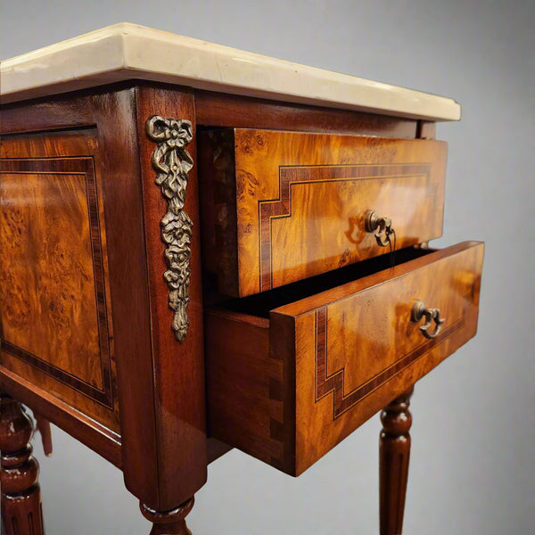 Louis XVI Two Drawer Mahogany Side Table