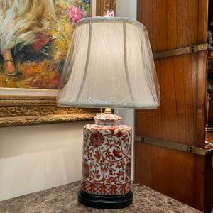Petite Porcelain Coral Floral Table Lamp