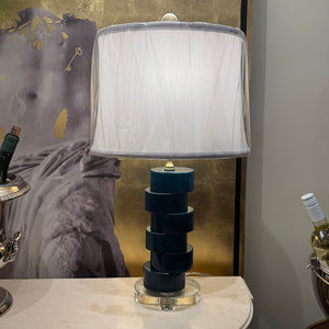 Deco Blue Jade Table Lamp with Crystal Base