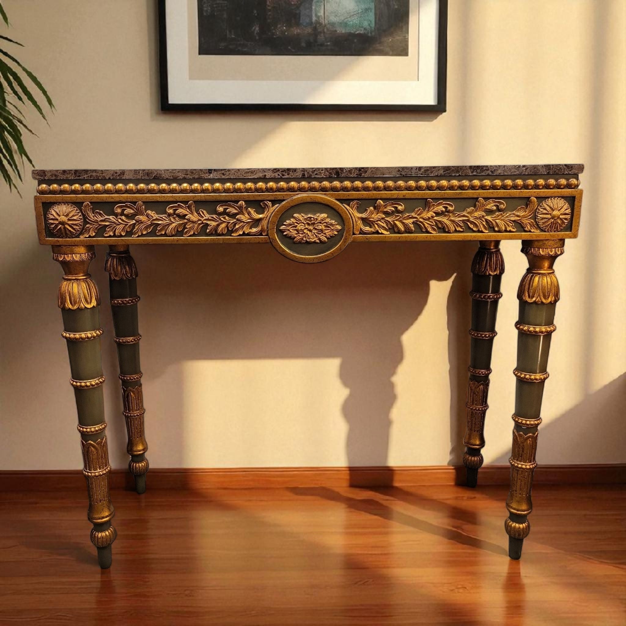 Verde Green Console with Marble Top