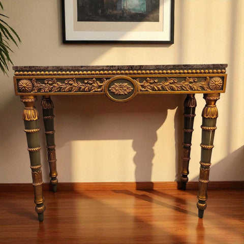 Verde Green Console with Marble Top