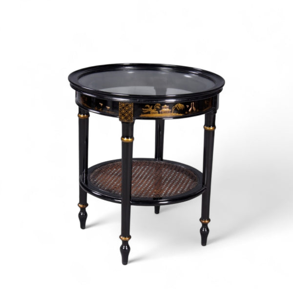 Meyzieu Petite Side Table with Glass or Wood Top - Round